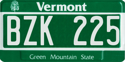 VT license plate BZK225