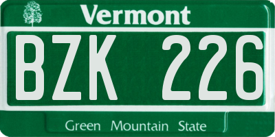 VT license plate BZK226
