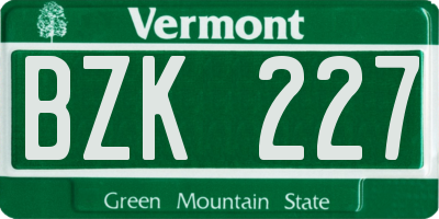 VT license plate BZK227