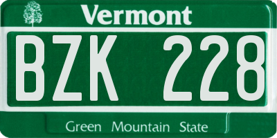 VT license plate BZK228