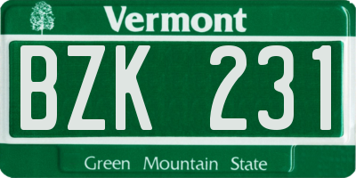 VT license plate BZK231