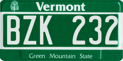 VT license plate BZK232