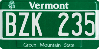 VT license plate BZK235