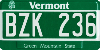 VT license plate BZK236