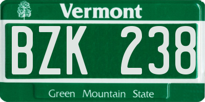 VT license plate BZK238