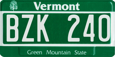 VT license plate BZK240