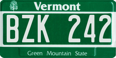 VT license plate BZK242