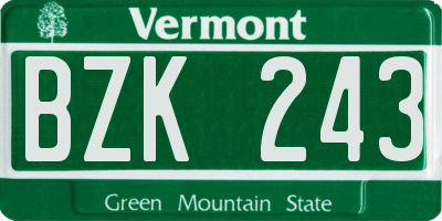 VT license plate BZK243