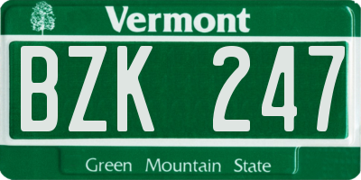 VT license plate BZK247