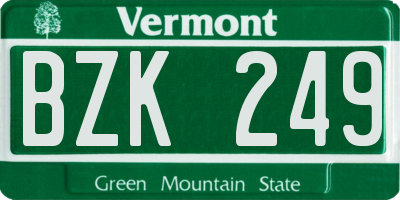 VT license plate BZK249
