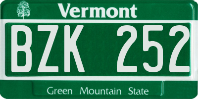 VT license plate BZK252