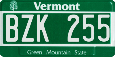 VT license plate BZK255