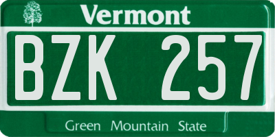 VT license plate BZK257