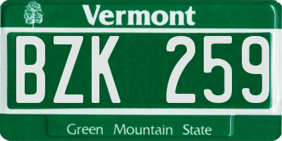 VT license plate BZK259