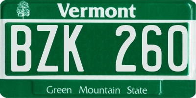 VT license plate BZK260