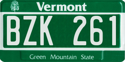 VT license plate BZK261