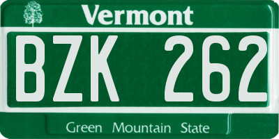 VT license plate BZK262