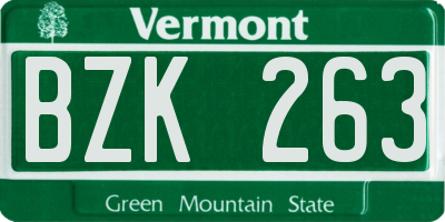VT license plate BZK263