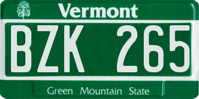 VT license plate BZK265