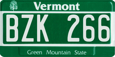 VT license plate BZK266