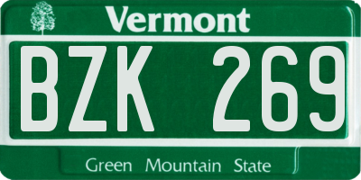 VT license plate BZK269