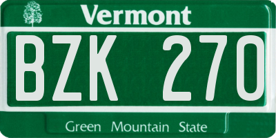 VT license plate BZK270