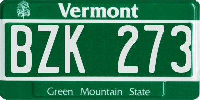 VT license plate BZK273