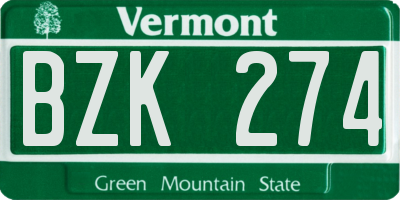 VT license plate BZK274