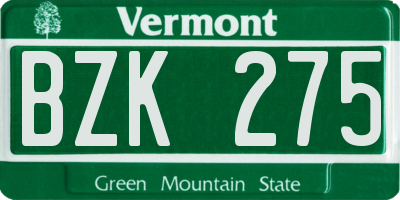 VT license plate BZK275