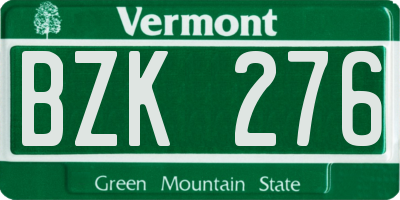 VT license plate BZK276