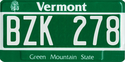 VT license plate BZK278