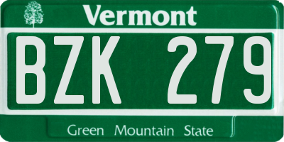 VT license plate BZK279