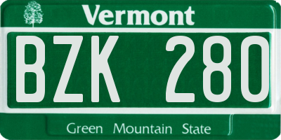 VT license plate BZK280