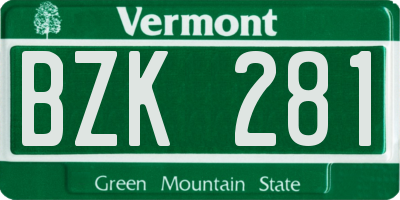 VT license plate BZK281