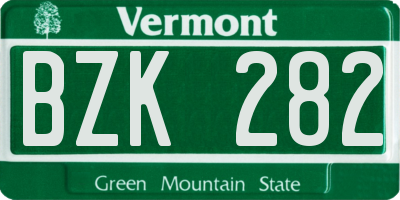 VT license plate BZK282