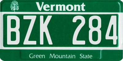 VT license plate BZK284