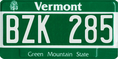 VT license plate BZK285