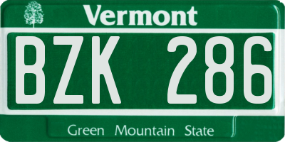 VT license plate BZK286