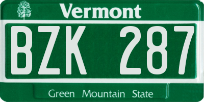 VT license plate BZK287