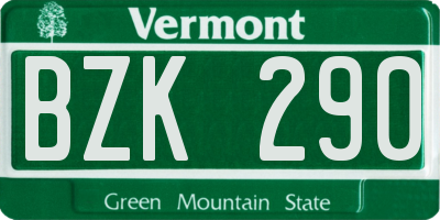 VT license plate BZK290