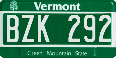 VT license plate BZK292