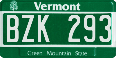 VT license plate BZK293