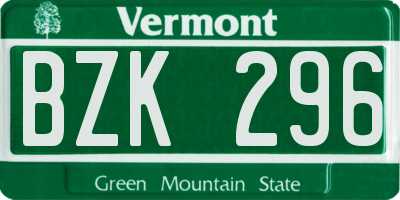 VT license plate BZK296