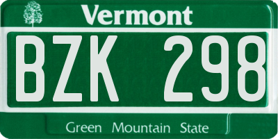 VT license plate BZK298