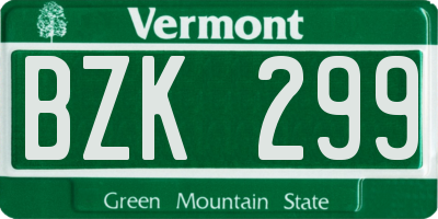 VT license plate BZK299