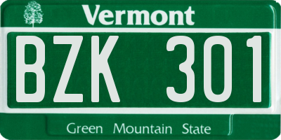 VT license plate BZK301