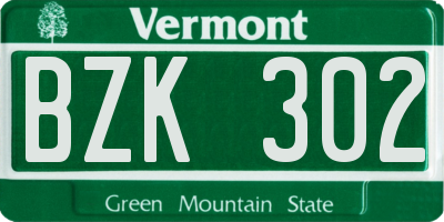 VT license plate BZK302