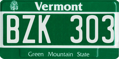 VT license plate BZK303