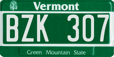 VT license plate BZK307