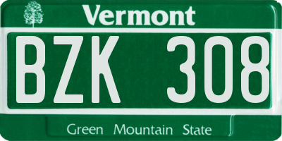 VT license plate BZK308